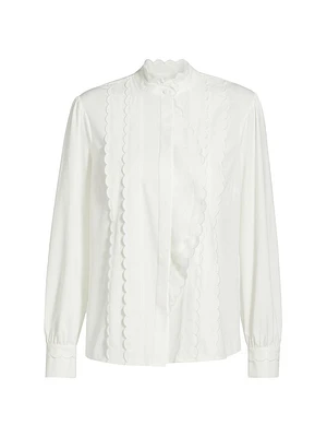 The Rae Scalloped-Trim Blouse