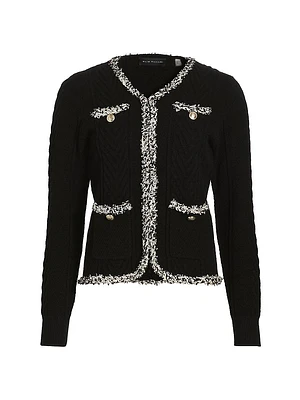 The Kadie Tweed-Trim Cardigan