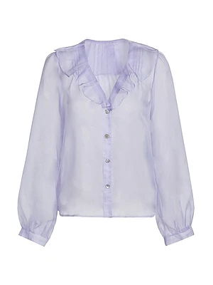 Odette Sheer Silk Button-Front Shirt