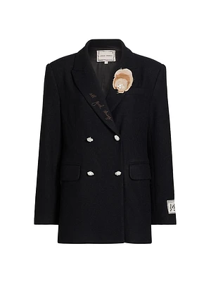 Jackie Pearl-Embellished Double-Breasted Blazer