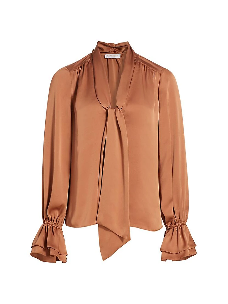 Tammy Satin Tieneck Blouse