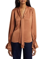 Tammy Satin Tieneck Blouse