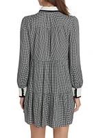 Carol Houndstooth Tieneck Minidress