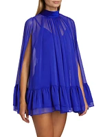 Zenon Sheer Cape Minidress