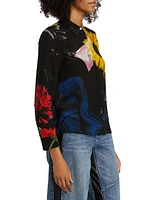 Willa Floral Silk Placket Top