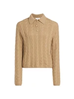 Wool & Cashmere Cable-Knit Polo Sweater