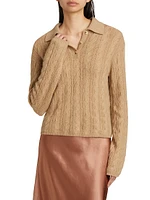 Wool & Cashmere Cable-Knit Polo Sweater