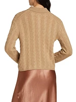 Wool & Cashmere Cable-Knit Polo Sweater
