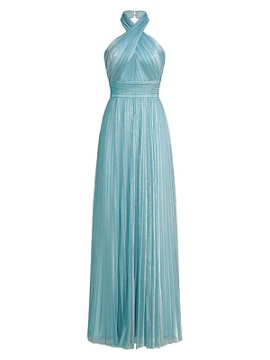 Leilani Pleated Shimmer Gown