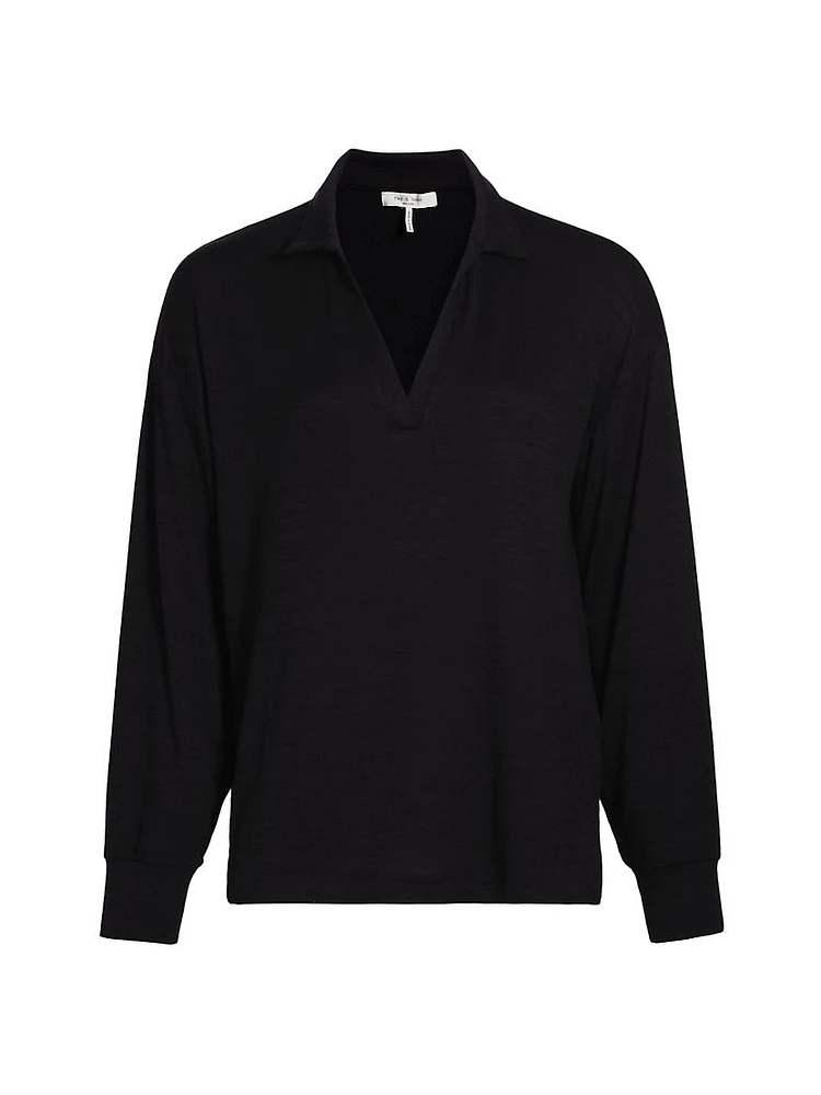 The Knit V-Neck Polo Sweater