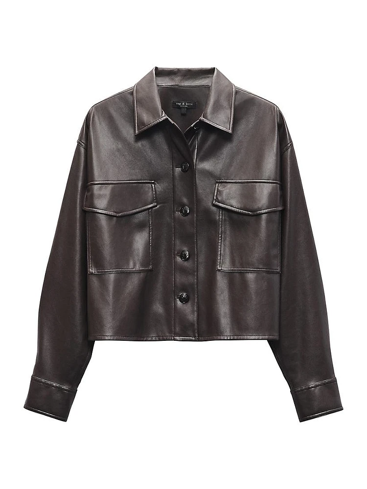 Jaiden Faux Leather Shirt Jacket