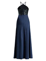 The Blake Satin Halter Gown
