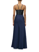 The Blake Satin Halter Gown