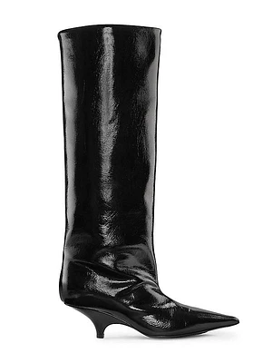 The Wedge-Heel 40MM Crinkled Leather Boots