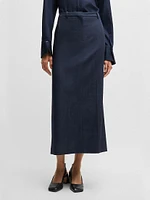 Long Length Denim Effect Twill Skirt