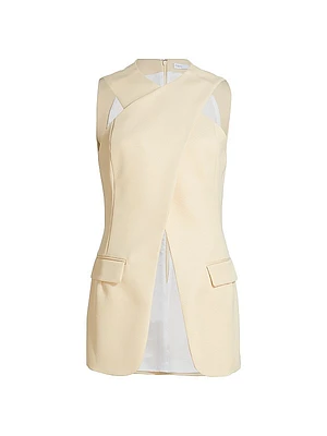 Wool-Twill Cross-Front Sleeveless Top
