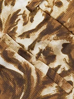 Abstract Horse-Print Silk Straight-Leg Pants