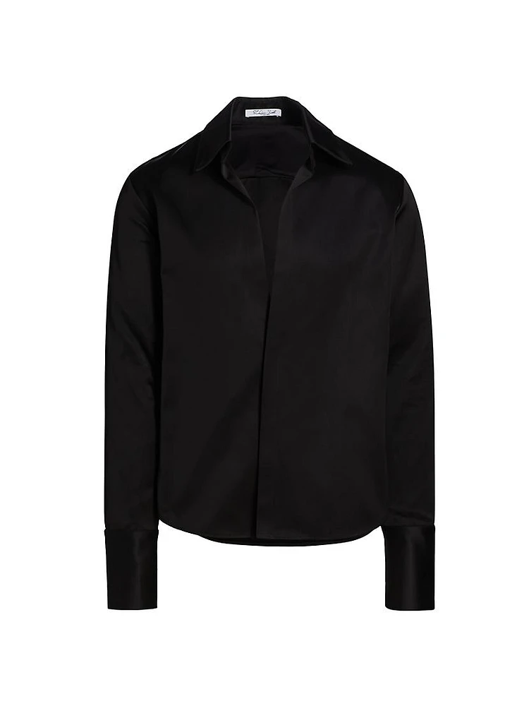 Open Chest Satin Dress Shirt