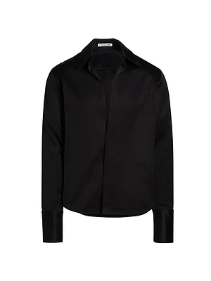 Open Chest Satin Dress Shirt