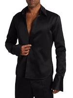 Open Chest Satin Dress Shirt