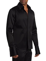 Open Chest Satin Dress Shirt