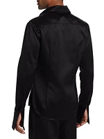 Open Chest Satin Dress Shirt