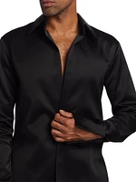 Open Chest Satin Dress Shirt