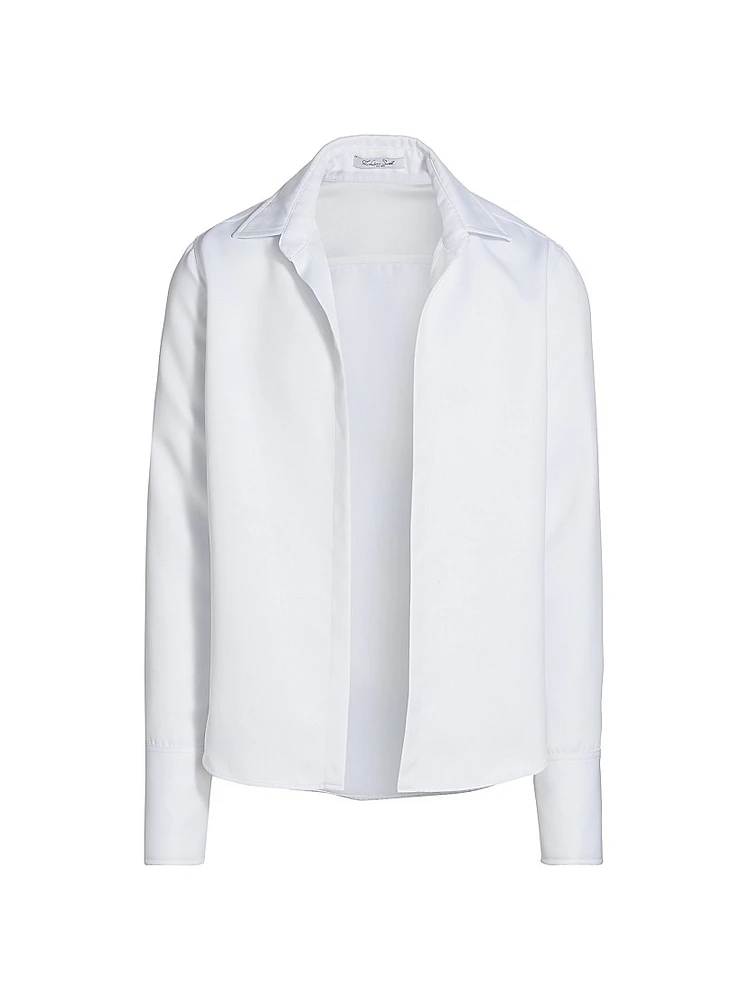 Open Chest Matte Satin Dress Shirt
