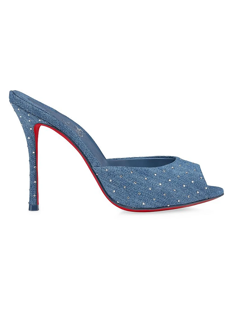 Me Dolly Plum Strass 100MM Denim Sandal Heels