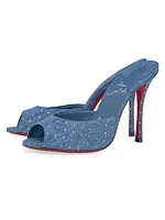 Me Dolly Plum Strass 100MM Denim Sandal Heels