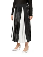 Zina Colorblocked Pleated Skirt