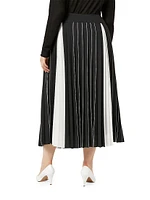 Zina Colorblocked Pleated Skirt