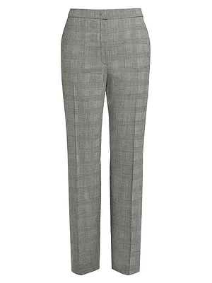 Edwige Stretch-Wool Plaid Pants