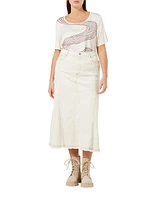 Samuele Denim Godet Midi-Skirt