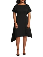 Plus Asymmetric Midi-Dress