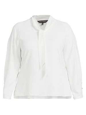 Plus Crêpe-De-Chine Tieneck Blouse