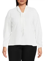 Plus Crêpe-De-Chine Tieneck Blouse