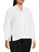 Plus Crêpe-De-Chine Tieneck Blouse