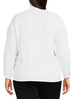 Plus Crêpe-De-Chine Tieneck Blouse