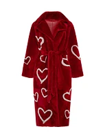 Select Shearling Lamb Coat with Heart Intarsia