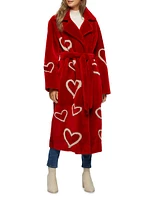 Select Shearling Lamb Coat with Heart Intarsia