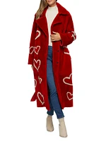 Select Shearling Lamb Coat with Heart Intarsia