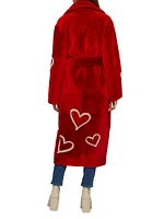 Select Shearling Lamb Coat with Heart Intarsia