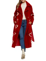 Select Shearling Lamb Coat with Heart Intarsia