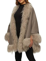 Loro Piana Cashmere & Wool Cape with Mongolian Lamb Trim