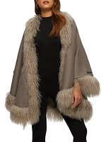 Loro Piana Cashmere & Wool Cape with Mongolian Lamb Trim