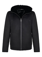 Men's Fabric Parka Jacket with Merino Shearling Lamb Lining