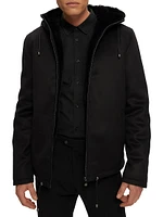 Men's Fabric Parka Jacket with Merino Shearling Lamb Lining