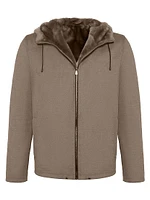 Men's Fabric Parka Jacket with Merino Shearling Lamb Lining