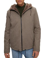 Men's Fabric Parka Jacket with Merino Shearling Lamb Lining